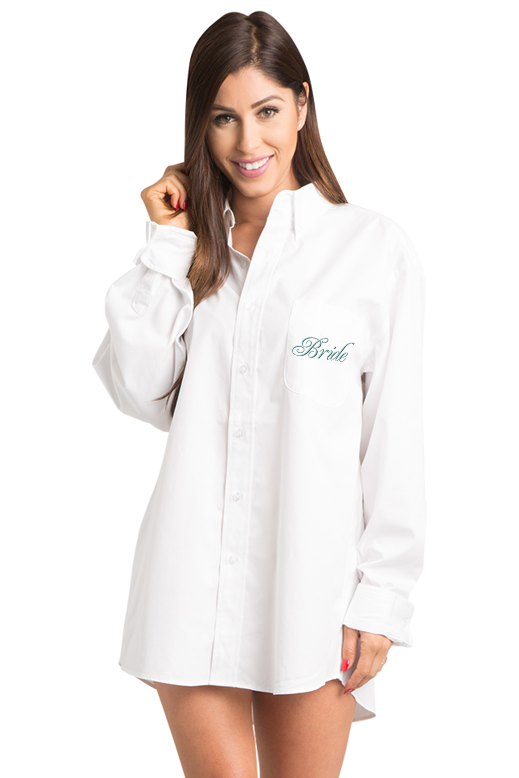 Oxford Getting Ready Gift Bridesmaid and Bride Monogram Oversized Button Up  Shirt